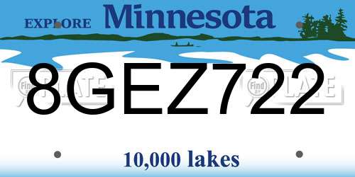 8GEZ722 Minnesota License Plate