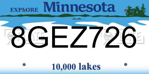 8GEZ726 Minnesota License Plate