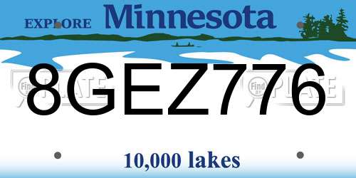 8GEZ776 Minnesota License Plate