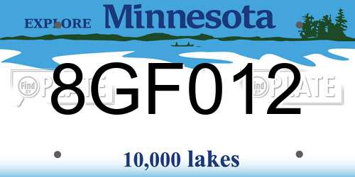 8GF012 Minnesota License Plate