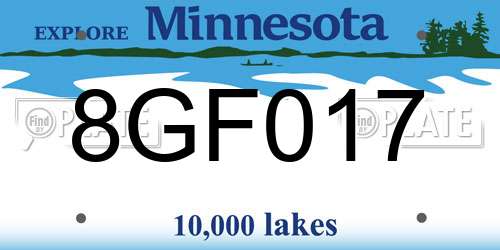 8GF017 Minnesota License Plate