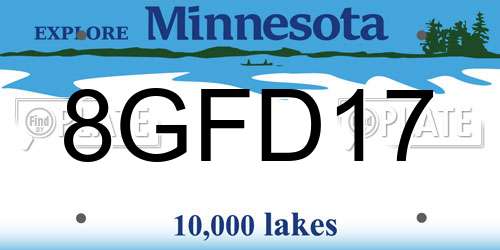 8GFD17 Minnesota License Plate