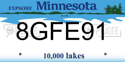 8GFE91 Minnesota License Plate