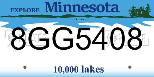 8GG5408 Minnesota License Plate