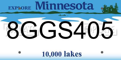 8GGS405 Minnesota License Plate