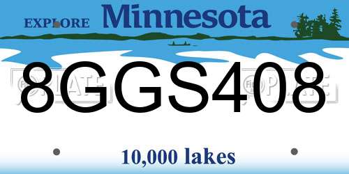8GGS408 Minnesota License Plate