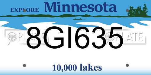 8GI635 Minnesota License Plate