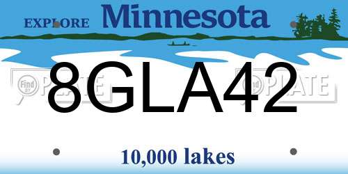 8GLA42 Minnesota License Plate