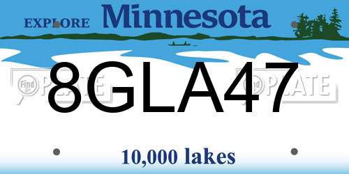 8GLA47 Minnesota License Plate