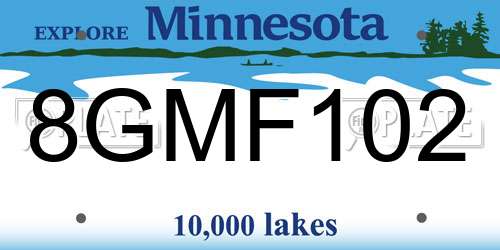 8GMF102 Minnesota License Plate