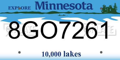 8GO7261 Minnesota License Plate