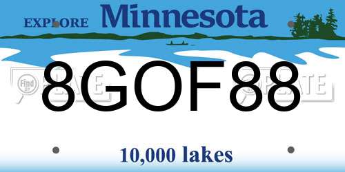 8GOF88 Minnesota License Plate