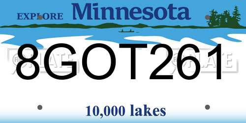 8GOT261 Minnesota License Plate