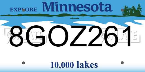 8GOZ261 Minnesota License Plate