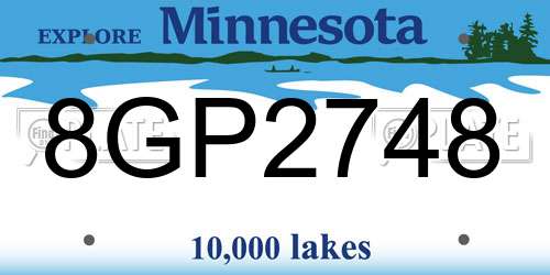 8GP2748 Minnesota License Plate