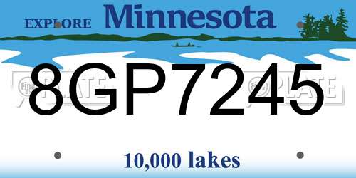 8GP7245 Minnesota License Plate