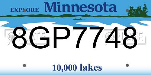 8GP7748 Minnesota License Plate