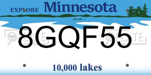 8GQF55 Minnesota License Plate