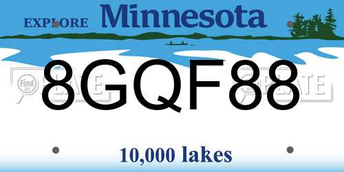 8GQF88 Minnesota License Plate
