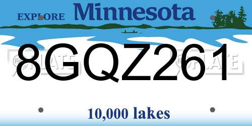 8GQZ261 Minnesota License Plate