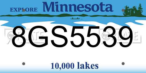 8GS5539 Minnesota License Plate