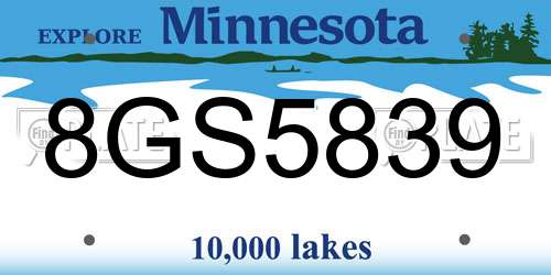 8GS5839 Minnesota License Plate