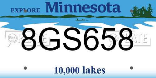 8GS658 Minnesota License Plate