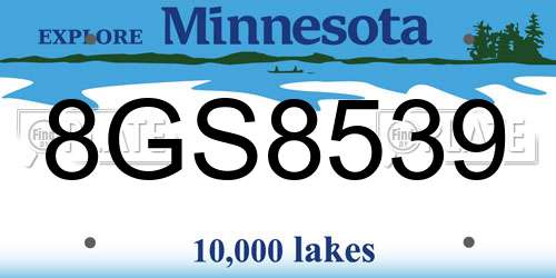 8GS8539 Minnesota License Plate