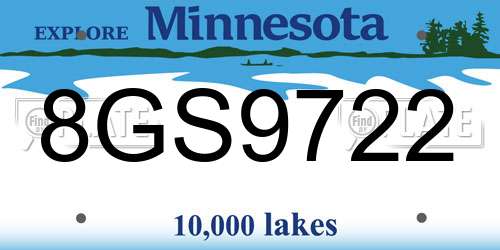 8GS9722 Minnesota License Plate