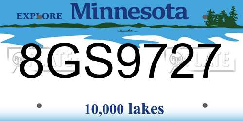 8GS9727 Minnesota License Plate