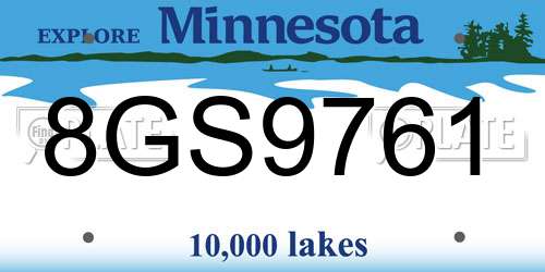 8GS9761 Minnesota License Plate