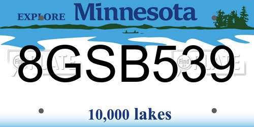 8GSB539 Minnesota License Plate