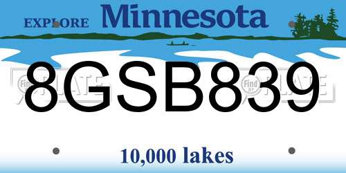 8GSB839 Minnesota License Plate
