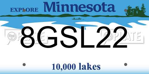 8GSL22 Minnesota License Plate