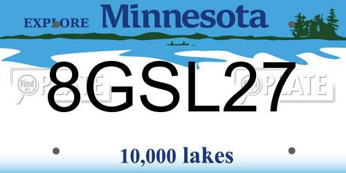 8GSL27 Minnesota License Plate