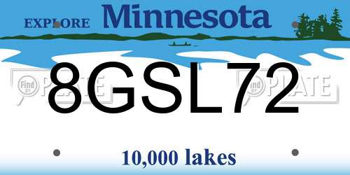 8GSL72 Minnesota License Plate