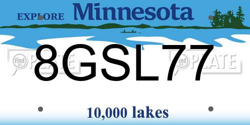 8GSL77 Minnesota License Plate