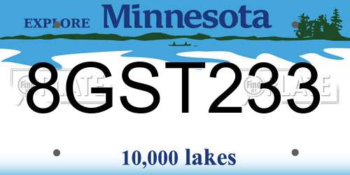 8GST233 Minnesota License Plate