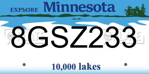 8GSZ233 Minnesota License Plate