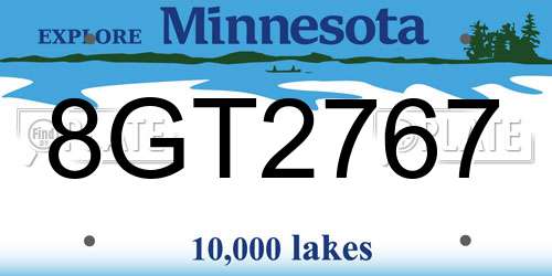 8GT2767 Minnesota License Plate