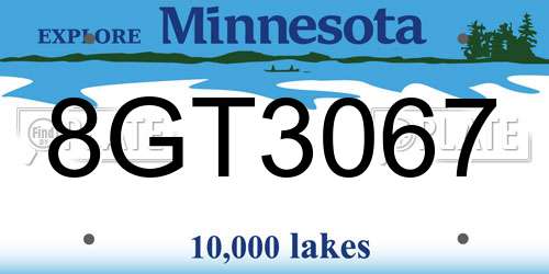 8GT3067 Minnesota License Plate