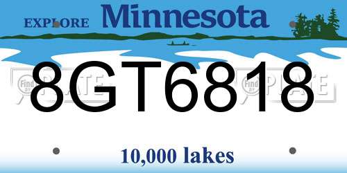 8GT6818 Minnesota License Plate
