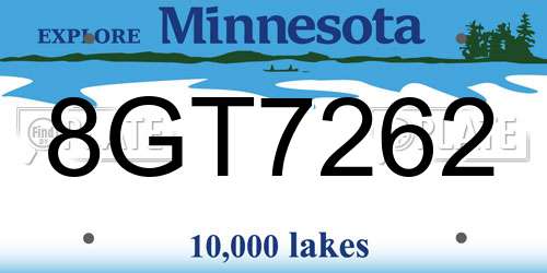 8GT7262 Minnesota License Plate