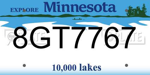 8GT7767 Minnesota License Plate