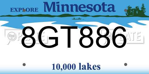 8GT886 Minnesota License Plate