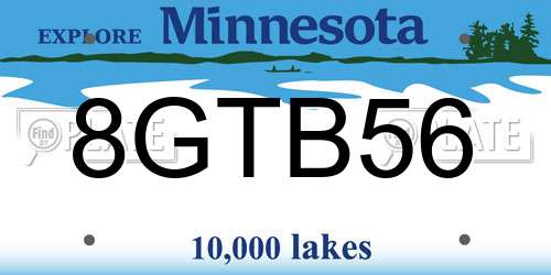 8GTB56 Minnesota License Plate