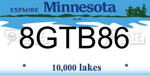 8GTB86 Minnesota License Plate