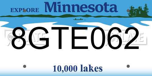 8GTE062 Minnesota License Plate