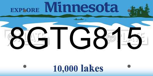 8GTG815 Minnesota License Plate