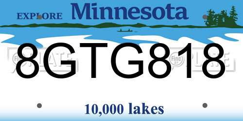 8GTG818 Minnesota License Plate